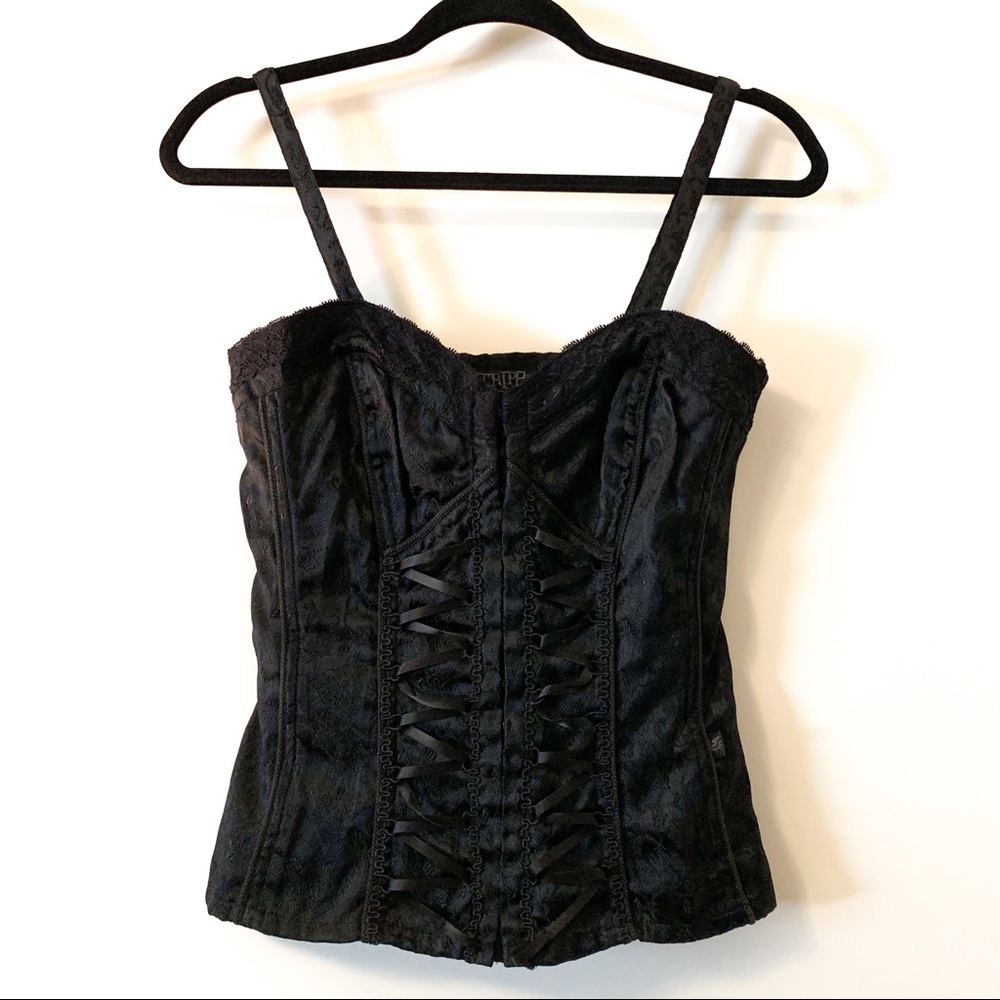 TRIPP NYC black damask corset